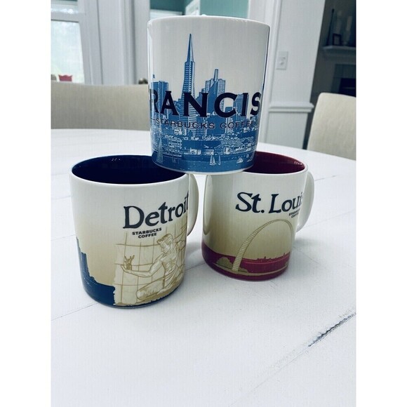 Lot of 3 Starbucks Collector Series Mugs Detroit Vtg San Francisco St. Louis - Picture 2 of 16